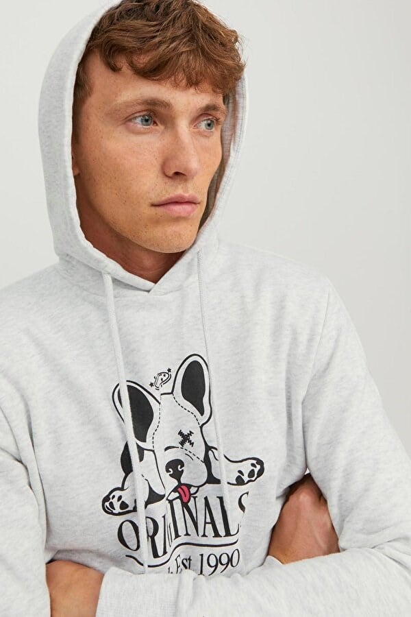 Jack&Jones JORBEWARE SWEAT HOOD FST Beyaz Erkek Sweatshirt