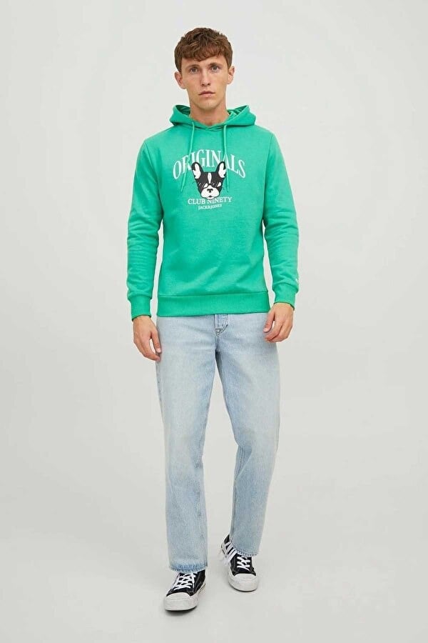 Jack&Jones JORBEWARE SWEAT HOOD FST Yeşil Erkek Sweatshirt
