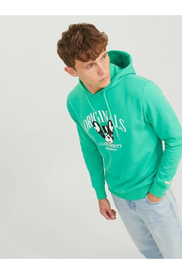 Jack&Jones JORBEWARE SWEAT HOOD FST Yeşil Erkek Sweatshirt
