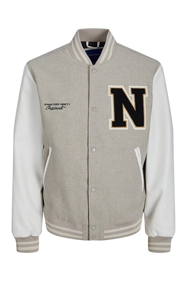 Jack&Jones JORCOLLEGE WOOL BLEND BOMBER NOOS Bej Erkek Ceket