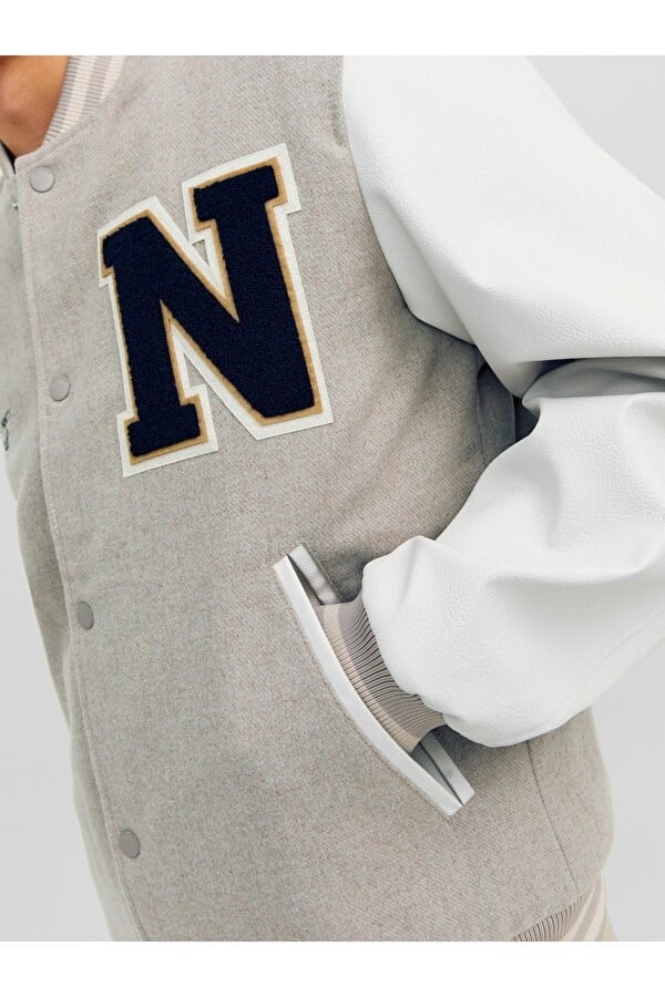 Jack&Jones JORCOLLEGE WOOL BLEND BOMBER NOOS Bej Erkek Ceket