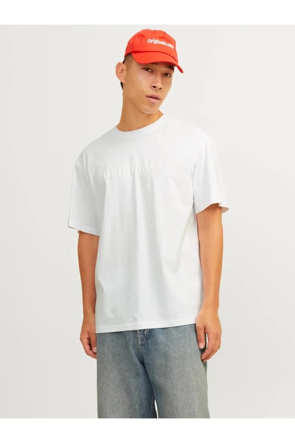 Jack&Jones JORFREDERIKSBERG TEE SS CREW NECK NOOS Beyaz Erkek T-Shirt