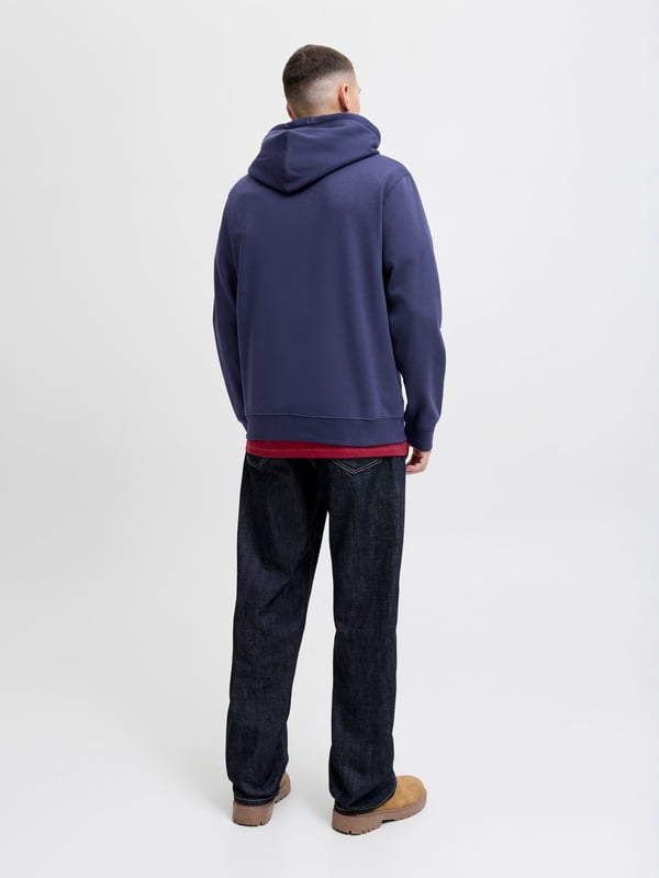 Jack&Jones JORINWOOD BLOCK BRANDING SWEAT HOOD Lacivert Erkek Sweatshirt