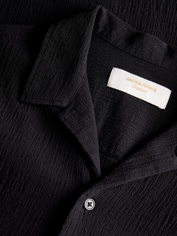 Jack&Jones JORLUKE CRINKLE RESORT SHIRT SS SN Siyah Erkek Gömlek