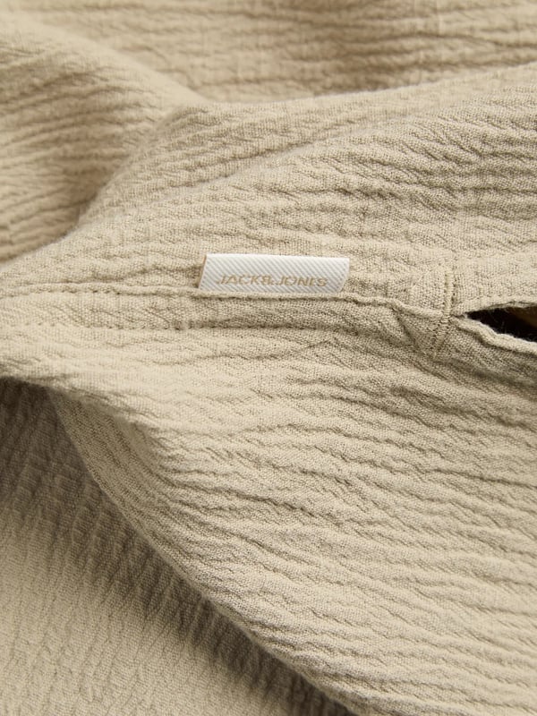Jack&Jones JORLUKE CRINKLE RESORT SHIRT SS SN Bej Erkek Gömlek