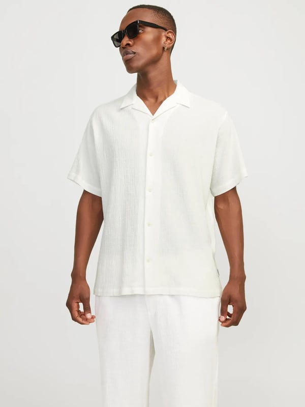 Jack&Jones JORLUKE CRINKLE RESORT SHIRT SS SN Beyaz Erkek Gömlek
