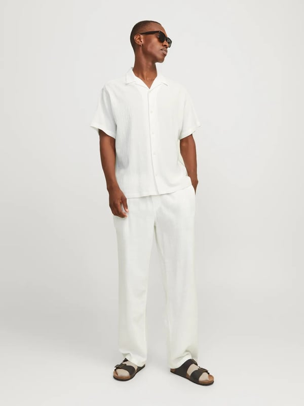 Jack&Jones JORLUKE CRINKLE RESORT SHIRT SS SN Beyaz Erkek Gömlek
