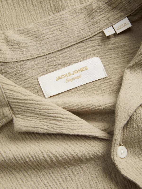Jack&Jones JORLUKE CRINKLE RESORT SHIRT SS SN Bej Erkek Gömlek