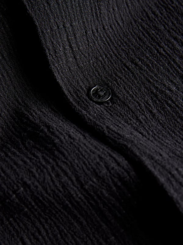 Jack&Jones JORLUKE CRINKLE RESORT SHIRT SS SN Siyah Erkek Gömlek