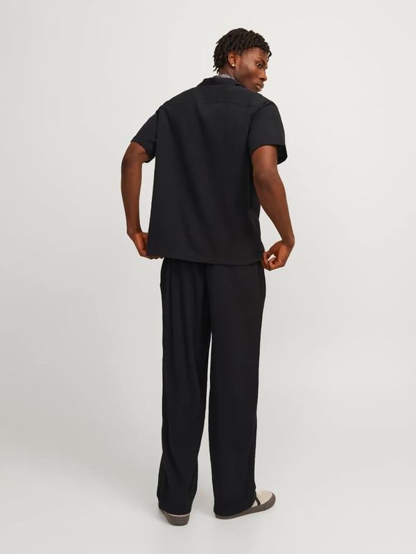 Jack&Jones JORLUKE CRINKLE RESORT SHIRT SS SN Siyah Erkek Gömlek