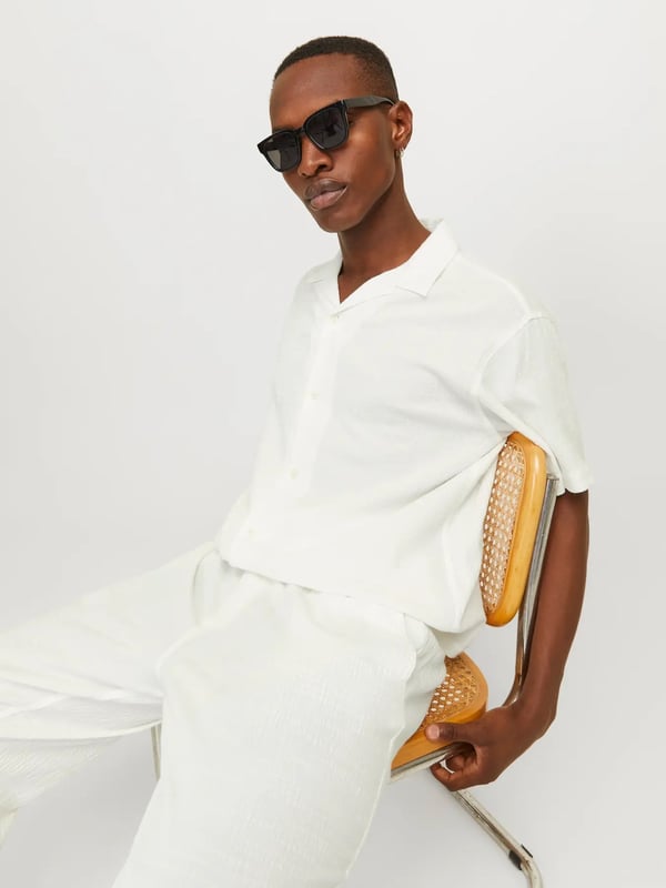 Jack&Jones JORLUKE CRINKLE RESORT SHIRT SS SN Beyaz Erkek Gömlek