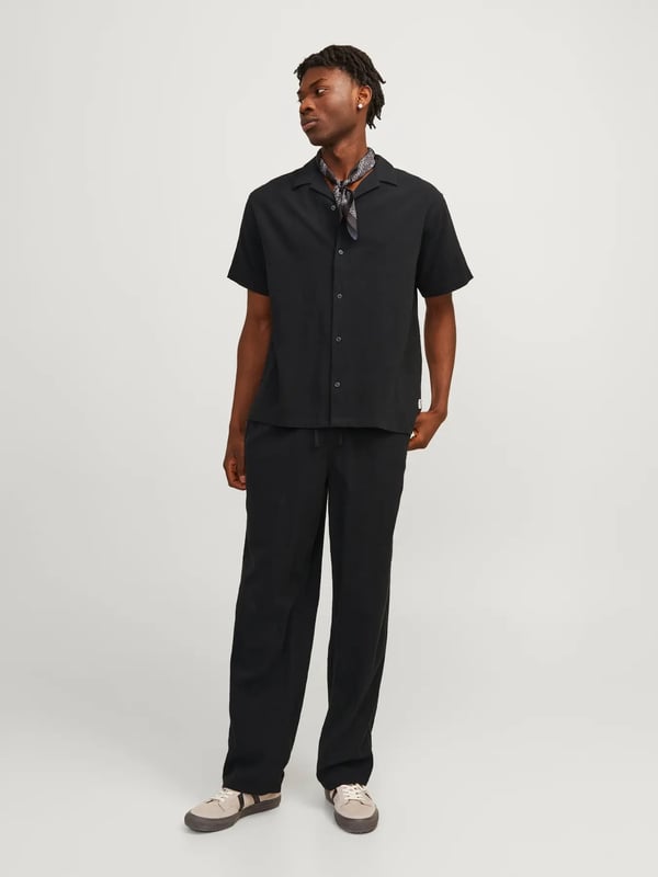 Jack&Jones JORLUKE CRINKLE RESORT SHIRT SS SN Siyah Erkek Gömlek