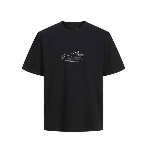 Jack&Jones JORMANCHESTER SCRIPT TEE SS CREW NECK Siyah Erkek T-Shirt