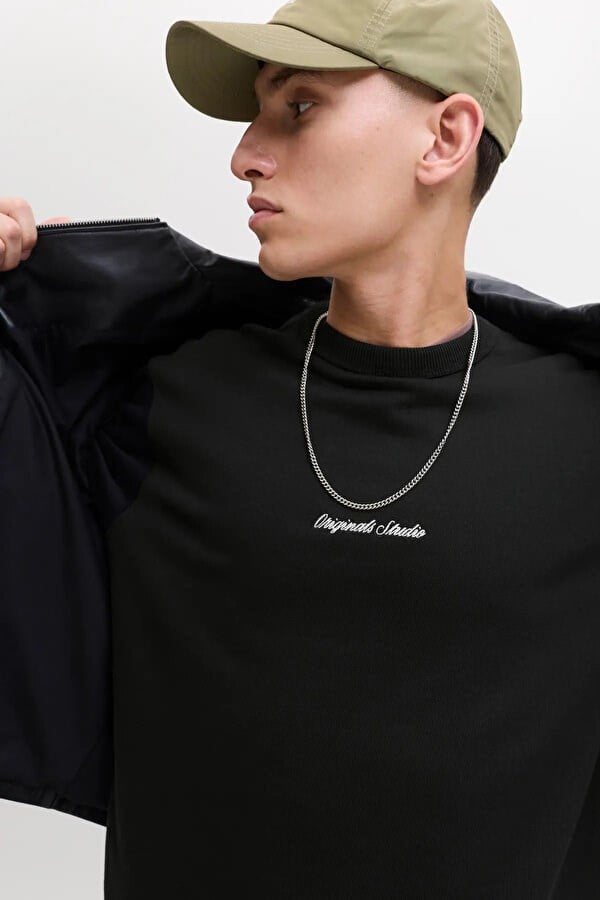 Jack&Jones JORNORREBRO EMB SWEAT CREW NOOS Siyah Erkek Sweatshirt