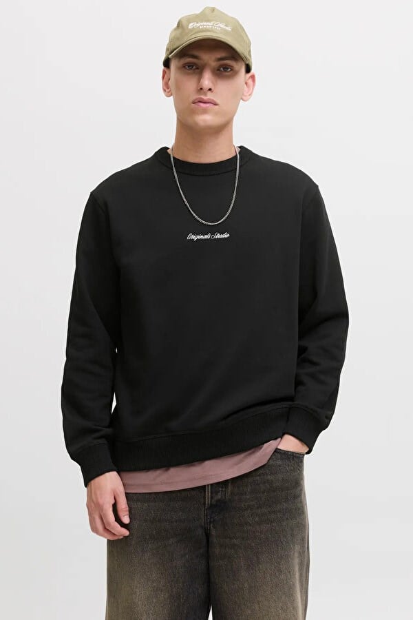 Jack&Jones JORNORREBRO EMB SWEAT CREW NOOS Siyah Erkek Sweatshirt