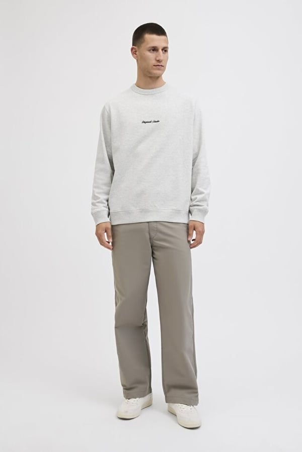Jack&Jones JORNORREBRO EMB SWEAT CREW NOOS Kırık Beyaz Erkek Sweatshirt