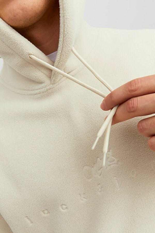 Jack&Jones JORSILVERLAKE FLEECE HOOD Bej Erkek Sweatshirt