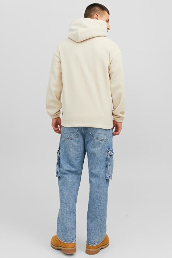 Jack&Jones JORSILVERLAKE FLEECE HOOD Bej Erkek Sweatshirt