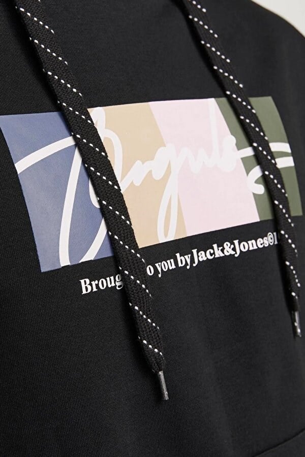 Jack&Jones JORTPORTLAND BLOCK SWEAT HOOD LN Siyah Erkek Sweatshirt