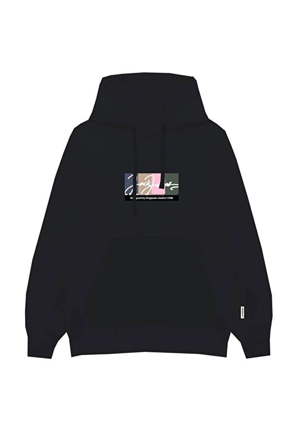 Jack&Jones JORTPORTLAND BLOCK SWEAT HOOD LN Siyah Erkek Sweatshirt