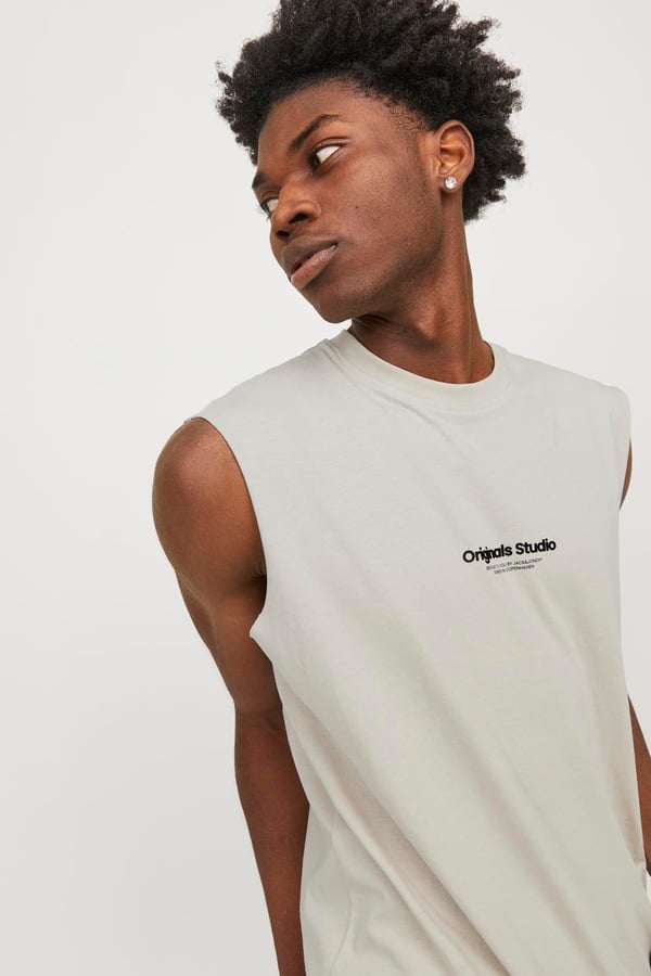 Jack&Jones JORVESTERBRO SLEEVELESS TEE SN Bej Erkek T-Shirt