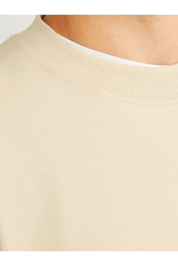 Jack&Jones JPRBLACHAD BRANDING SWEAT CREW NECK LN Bej Erkek Sweatshirt