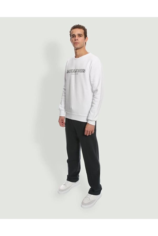 Jack&Jones JPRBLAJASON BRANDING SWEAT CREW NECK Beyaz Erkek Sweatshirt