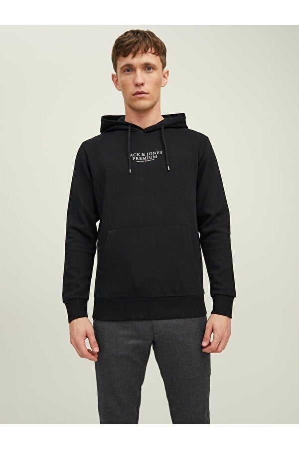 Jack&Jones JPRBLUARCHIE SWEAT HOOD LN Siyah Erkek Sweatshirt