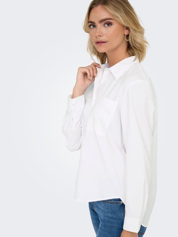 Jdy JDYALEX L/S LOOSE EMB SHIRT WVN Beyaz Kadın Gömlek