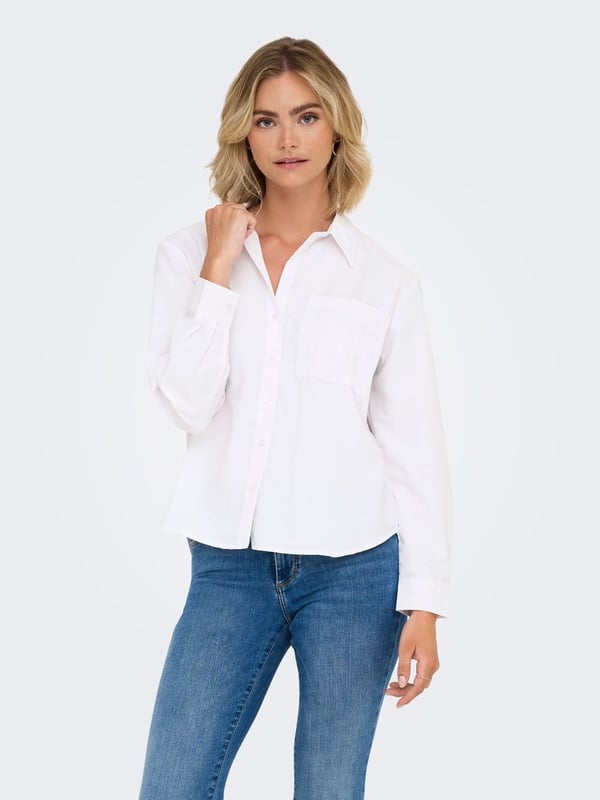 Jdy JDYALEX L/S LOOSE EMB SHIRT WVN Beyaz Kadın Gömlek