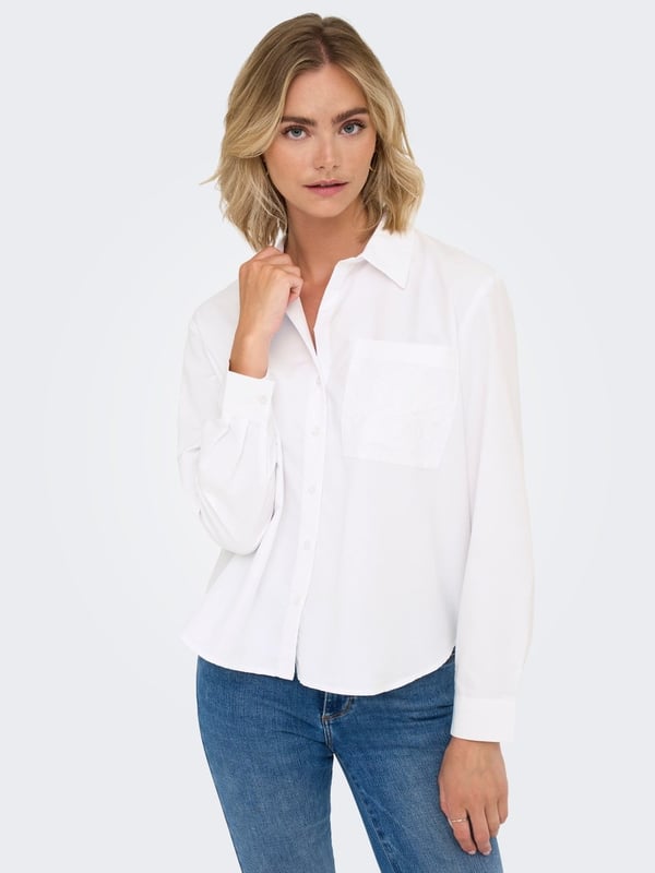 Jdy JDYALEX L/S LOOSE EMB SHIRT WVN Beyaz Kadın Gömlek