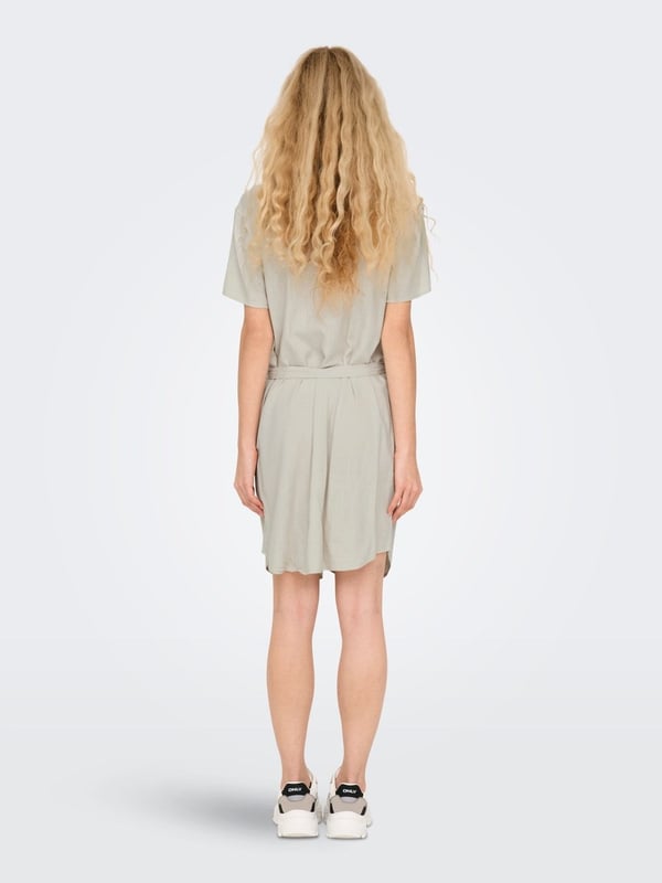 Jdy JDYCAYA LINEN S/S SHIRT DRESS WVN DIA Bej Kadın Elbise