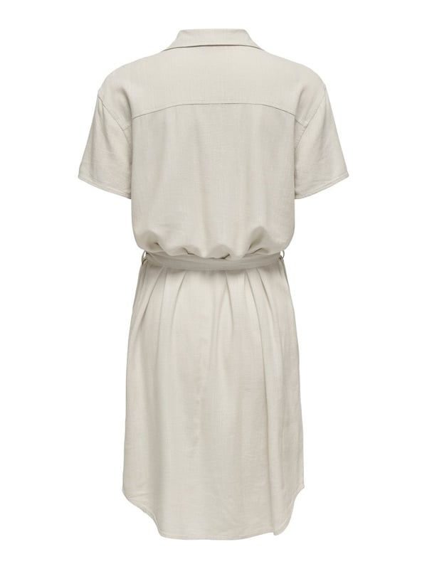 Jdy JDYCAYA LINEN S/S SHIRT DRESS WVN DIA Bej Kadın Elbise