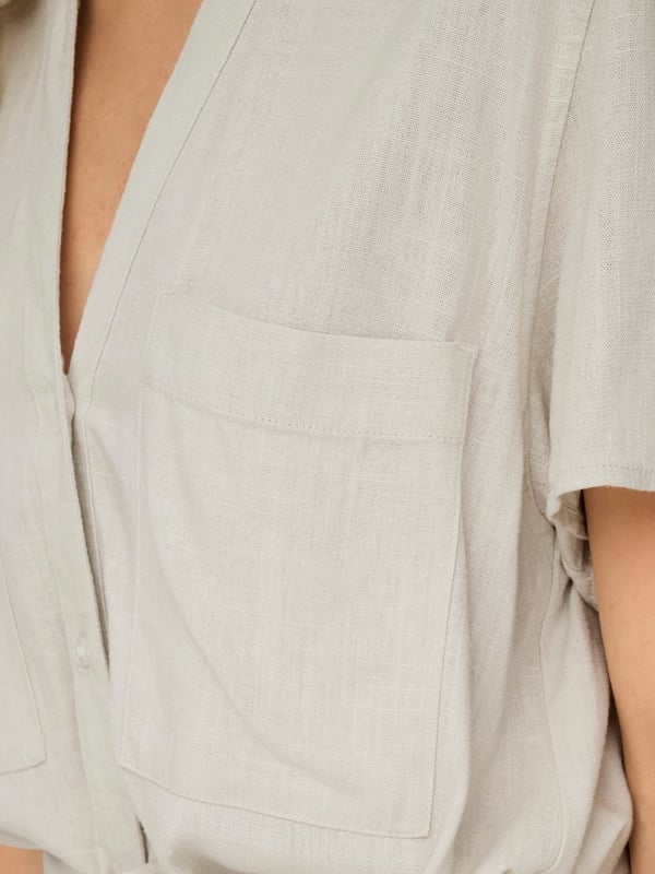 Jdy JDYCAYA LINEN S/S SHIRT DRESS WVN DIA Bej Kadın Elbise