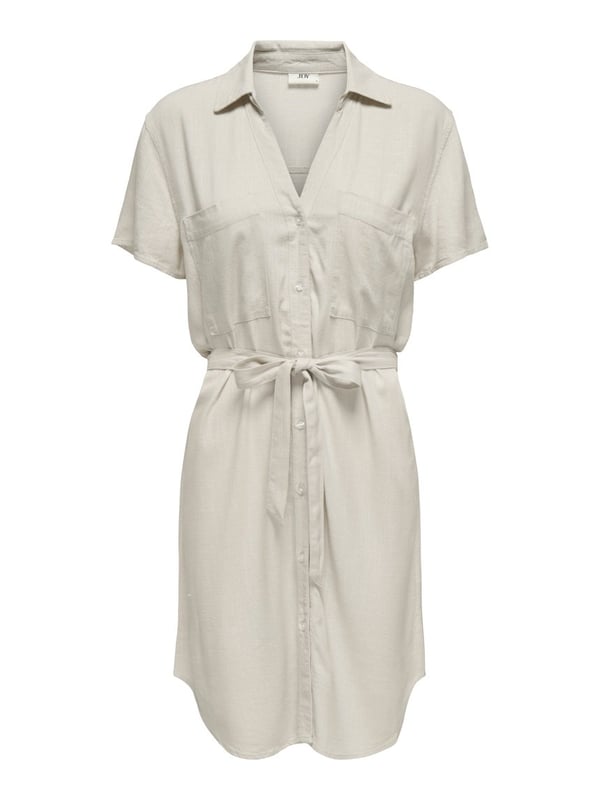 Jdy JDYCAYA LINEN S/S SHIRT DRESS WVN DIA Bej Kadın Elbise