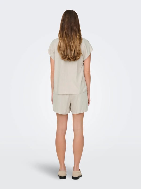 Jdy JDYCAYA LION LINEN S/S TOP WVN DIA Bej Kadın T-Shirt