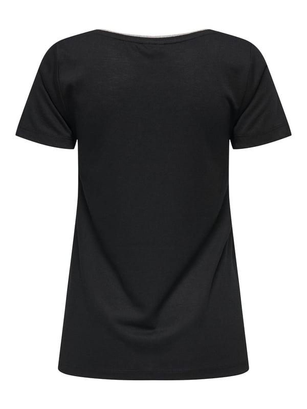 Jdy JDYDALILA S/S V- NECK LUREX TOP JRS ATK Siyah Kadın Bluz