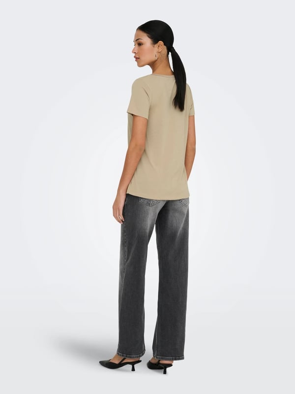 Jdy JDYDALILA S/S V- NECK LUREX TOP JRS ATK Kahverengi Kadın Bluz