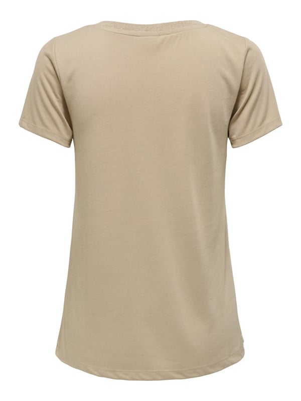 Jdy JDYDALILA S/S V- NECK LUREX TOP JRS ATK Kahverengi Kadın Bluz
