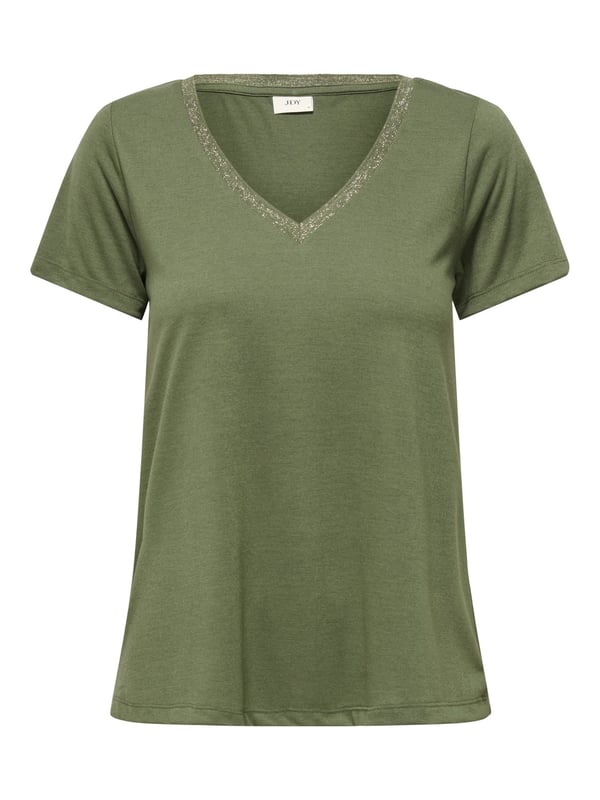Jdy JDYDALILA S/S V- NECK LUREX TOP JRS ATK Haki Kadın Bluz