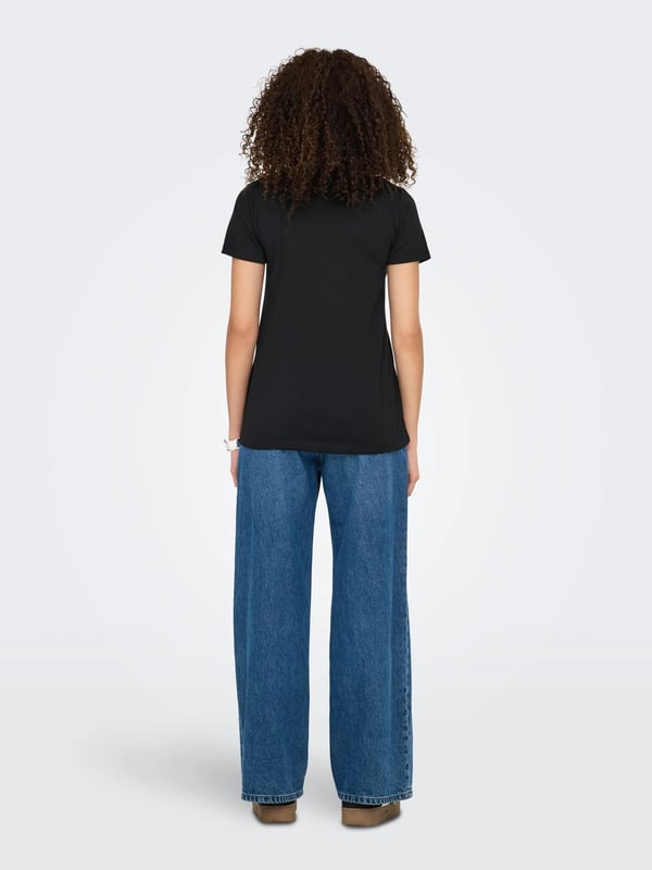 Jdy JDYDALILA S/S V- NECK LUREX TOP JRS ATK Siyah Kadın Bluz