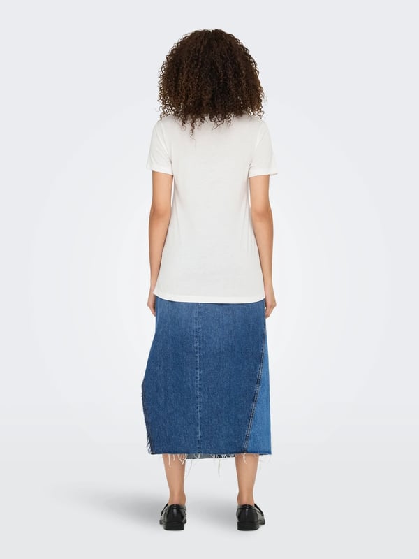 Jdy JDYDALILA S/S V- NECK LUREX TOP JRS ATK Beyaz Kadın Bluz
