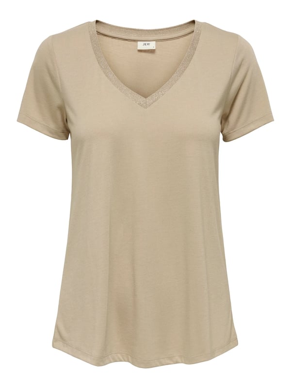 Jdy JDYDALILA S/S V- NECK LUREX TOP JRS ATK Kahverengi Kadın Bluz