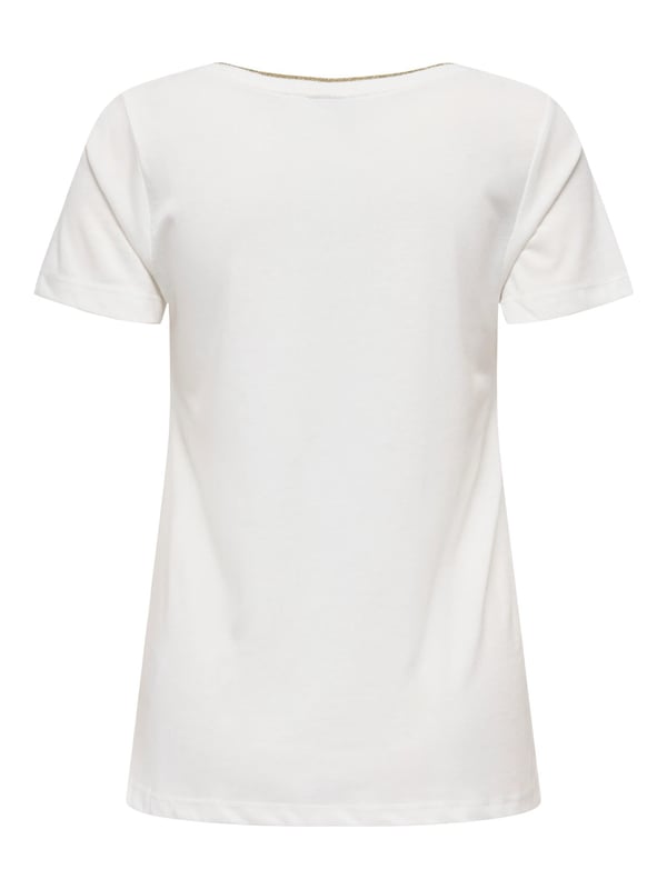 Jdy JDYDALILA S/S V- NECK LUREX TOP JRS ATK Beyaz Kadın Bluz