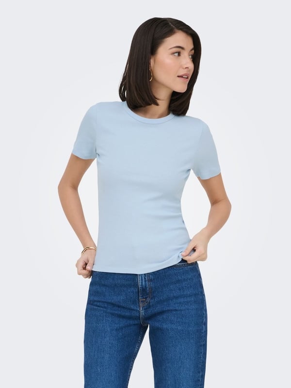 Jdy JDYLUCKY S/S O NECK TOP JRS NOOS Açık Mavi Kadın T-Shirt