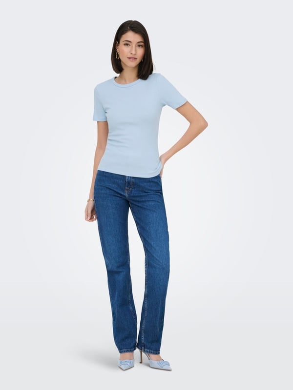 Jdy JDYLUCKY S/S O NECK TOP JRS NOOS Açık Mavi Kadın T-Shirt