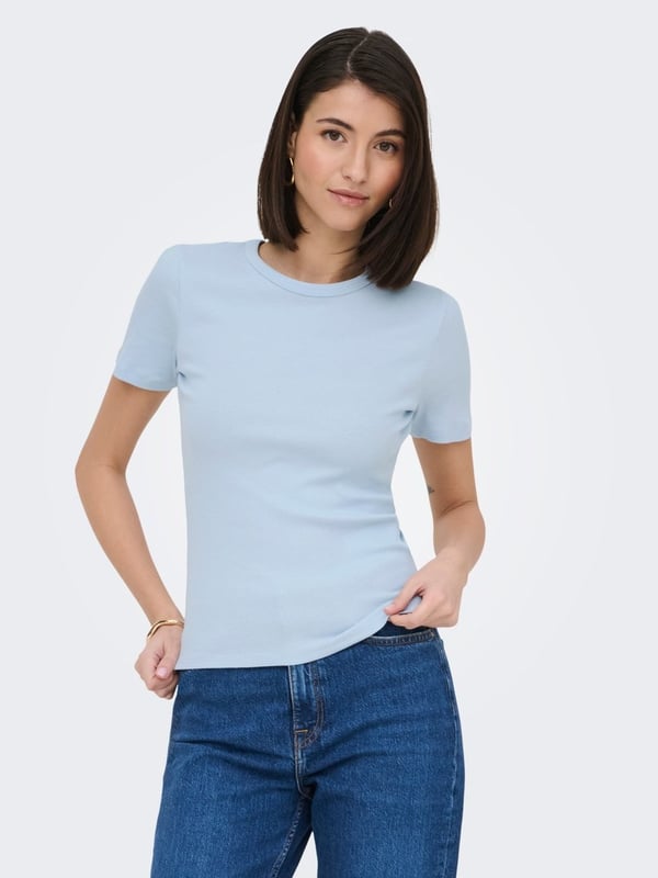 Jdy JDYLUCKY S/S O NECK TOP JRS NOOS Açık Mavi Kadın T-Shirt