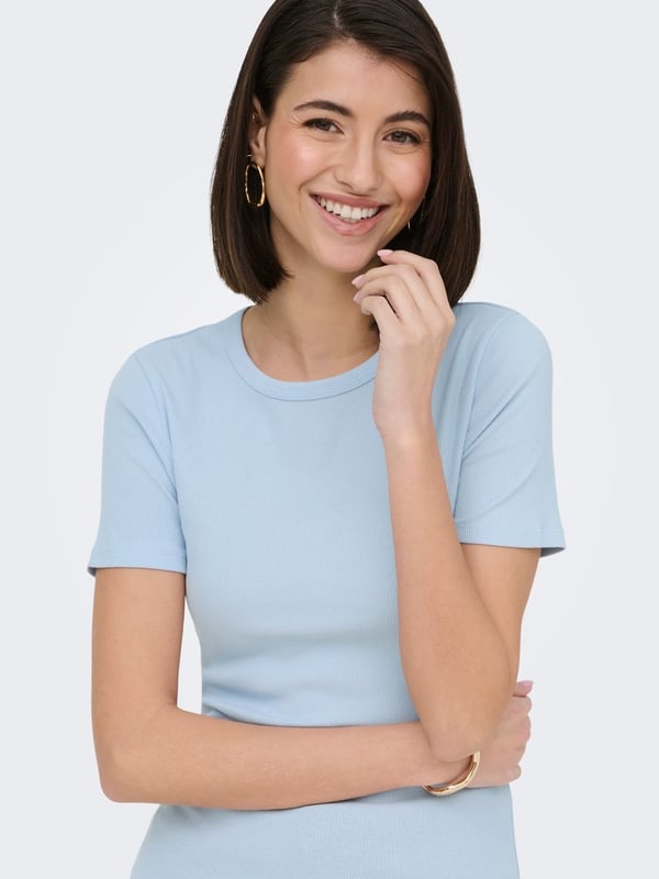 Jdy JDYLUCKY S/S O NECK TOP JRS NOOS Açık Mavi Kadın T-Shirt