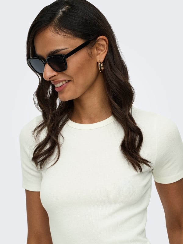Jdy JDYLUCKY S/S O NECK TOP JRS NOOS Kırık Beyaz Kadın T-Shirt