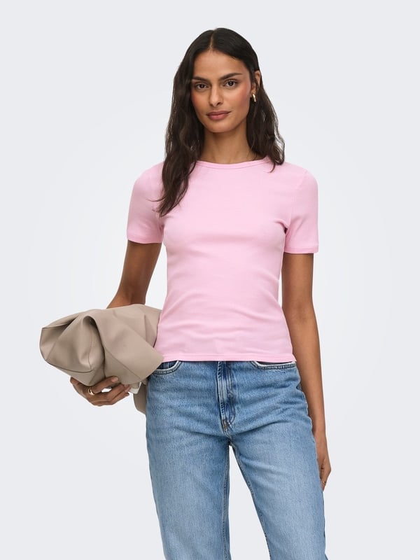 Jdy JDYLUCKY S/S O NECK TOP JRS NOOS Pembe Kadın T-Shirt